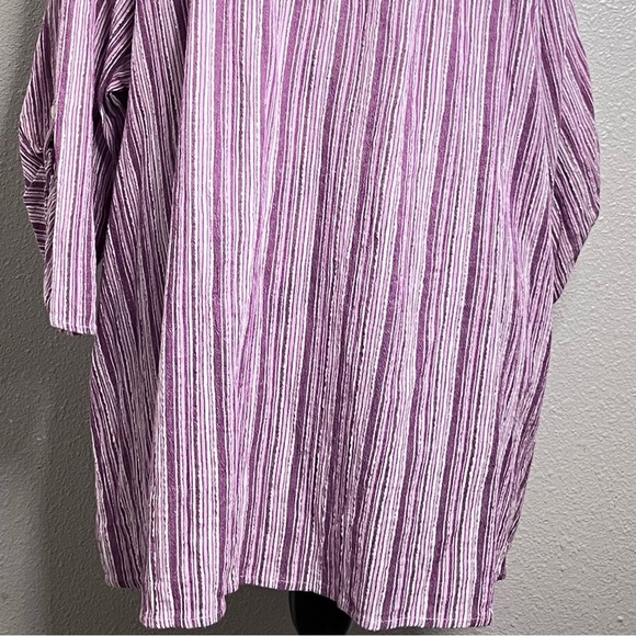 Catherine's Boho Embroidered Cotton Metallic Striped 3/4 Sleeve Sz 3X Blouse - Picture 5 of 12